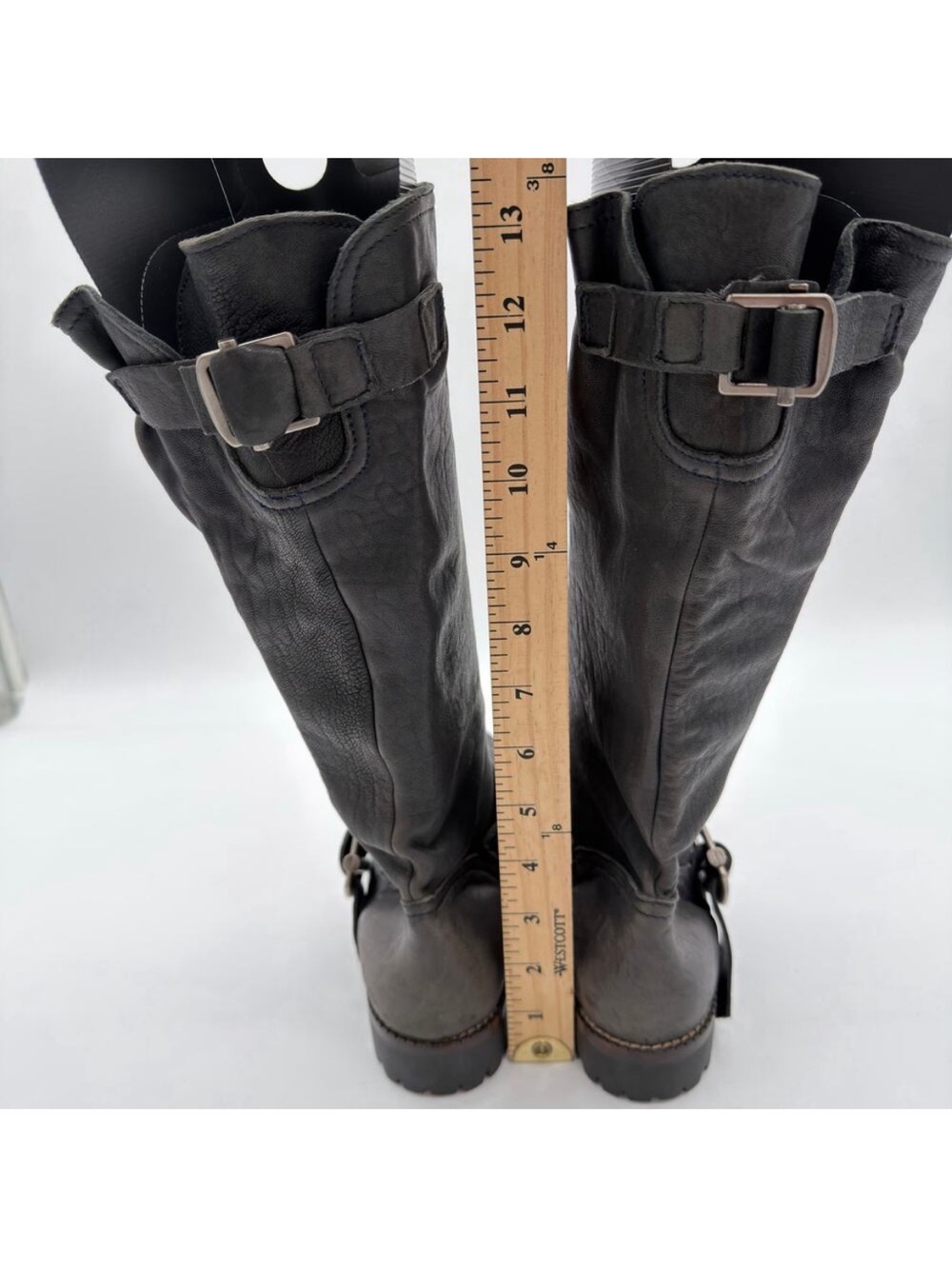 Marni Slouchy Soft Black Buttery Stretch Leather Moto 38 8 Lug Sole Buckle Boots - Picture 5 of 8